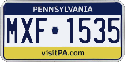 PA license plate MXF1535