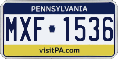 PA license plate MXF1536