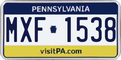 PA license plate MXF1538