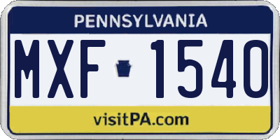 PA license plate MXF1540