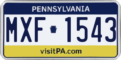 PA license plate MXF1543