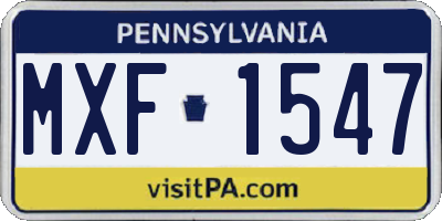 PA license plate MXF1547