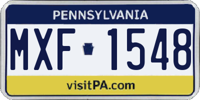 PA license plate MXF1548