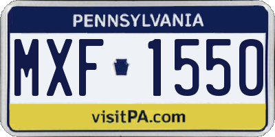 PA license plate MXF1550