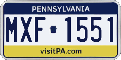 PA license plate MXF1551
