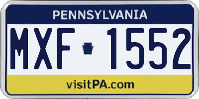 PA license plate MXF1552