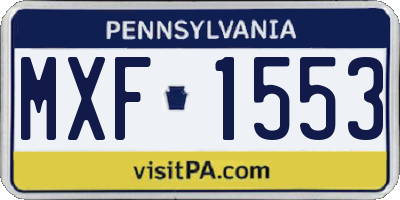 PA license plate MXF1553