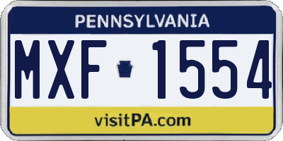 PA license plate MXF1554