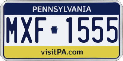 PA license plate MXF1555