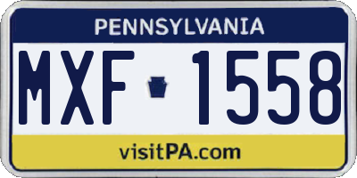 PA license plate MXF1558