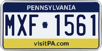 PA license plate MXF1561