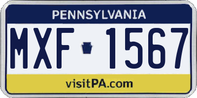 PA license plate MXF1567
