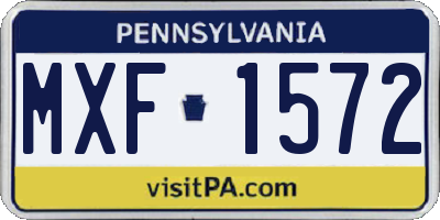 PA license plate MXF1572