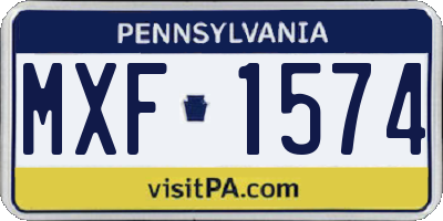 PA license plate MXF1574