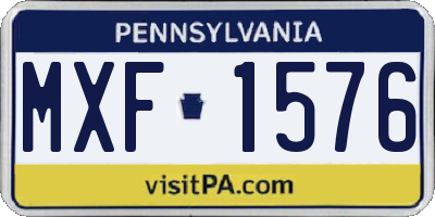 PA license plate MXF1576