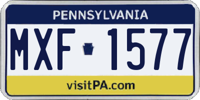 PA license plate MXF1577
