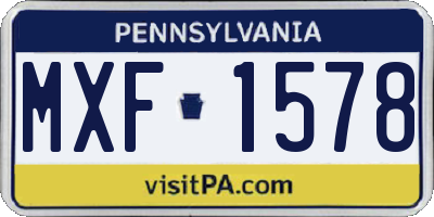 PA license plate MXF1578