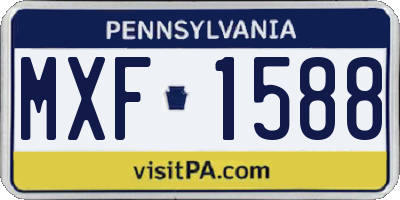 PA license plate MXF1588