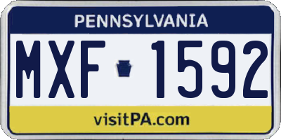PA license plate MXF1592