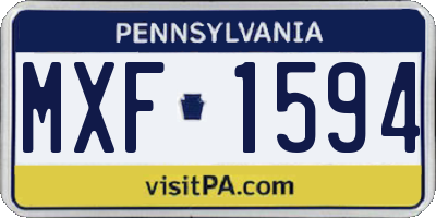 PA license plate MXF1594