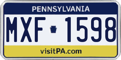 PA license plate MXF1598