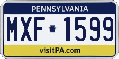 PA license plate MXF1599