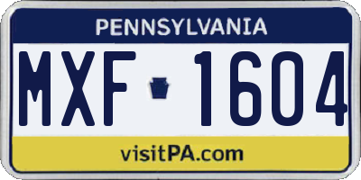 PA license plate MXF1604