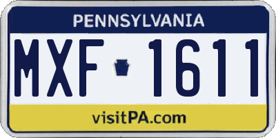 PA license plate MXF1611