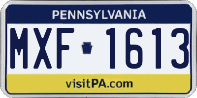PA license plate MXF1613