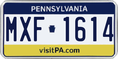 PA license plate MXF1614