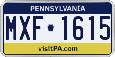 PA license plate MXF1615