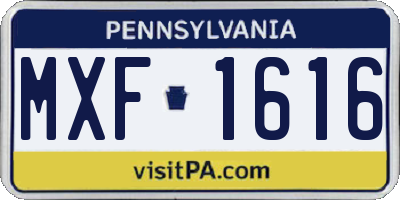 PA license plate MXF1616