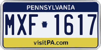 PA license plate MXF1617