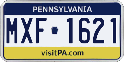 PA license plate MXF1621