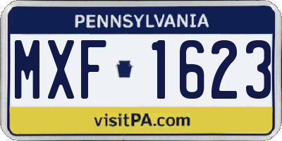 PA license plate MXF1623