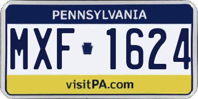 PA license plate MXF1624