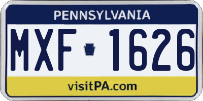 PA license plate MXF1626