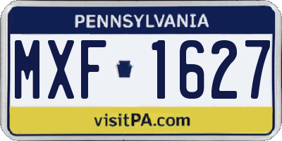 PA license plate MXF1627