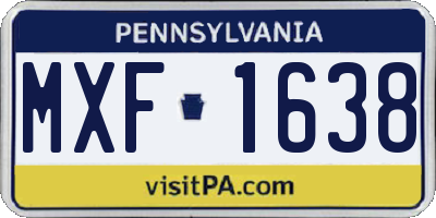 PA license plate MXF1638
