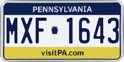PA license plate MXF1643
