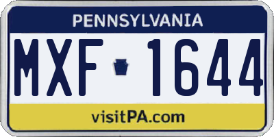 PA license plate MXF1644