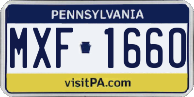 PA license plate MXF1660