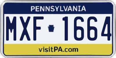 PA license plate MXF1664