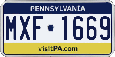PA license plate MXF1669