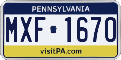 PA license plate MXF1670