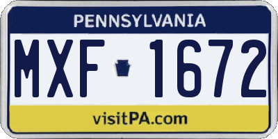 PA license plate MXF1672