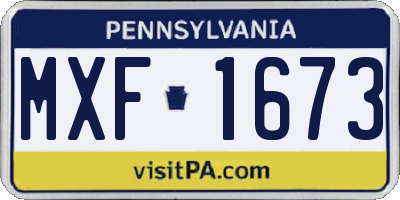 PA license plate MXF1673