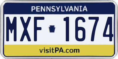 PA license plate MXF1674