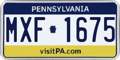PA license plate MXF1675