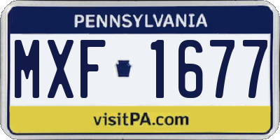 PA license plate MXF1677